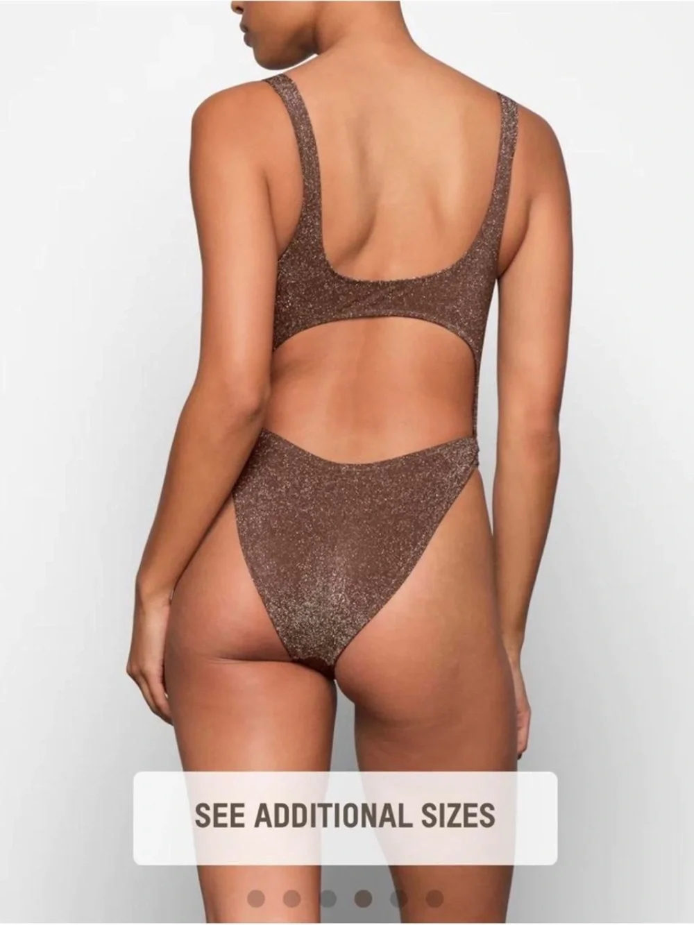 SKIMS Metallic Bronze Cutout One-Piece Swimsuit